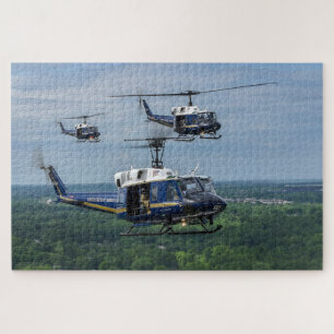 Huey Trio UH-1Ns Fly Over Joint Base Andrews Jigsaw Puzzle
