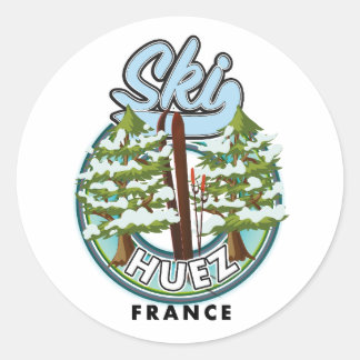 Huez Ski france retro logo Classic Round Sticker