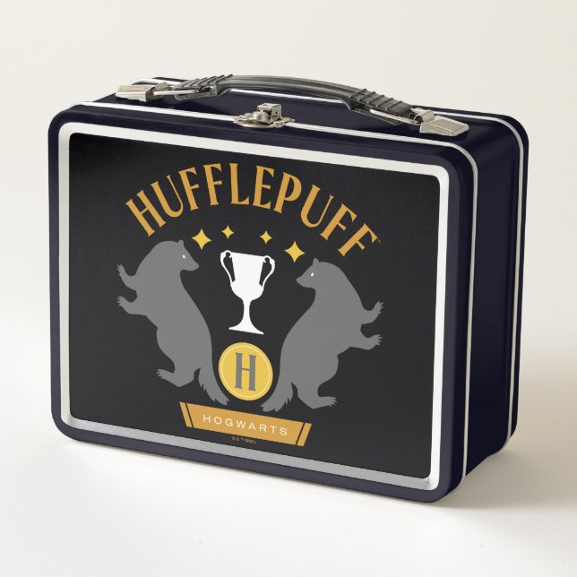 HUFFLEPUFF™ Badger and Cup House Pride Graphic Metal Lunch Box (Front)