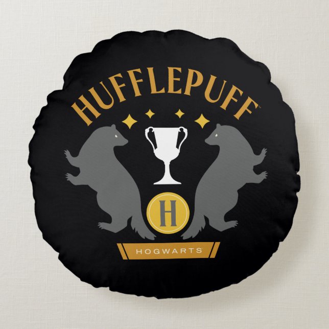 HUFFLEPUFF™ Badger and Cup House Pride Graphic Round Cushion (Front)