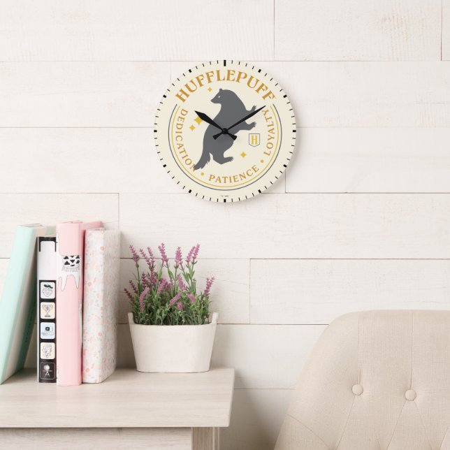 HUFFLEPUFF™ Badger House Pride Badge Large Clock (Reading Room)