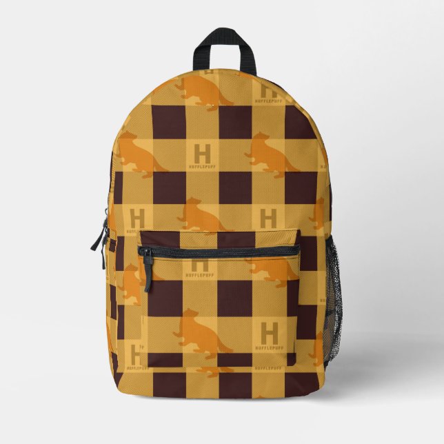 HUFFLEPUFF™ Check Plaid Pattern Printed Backpack (Front)