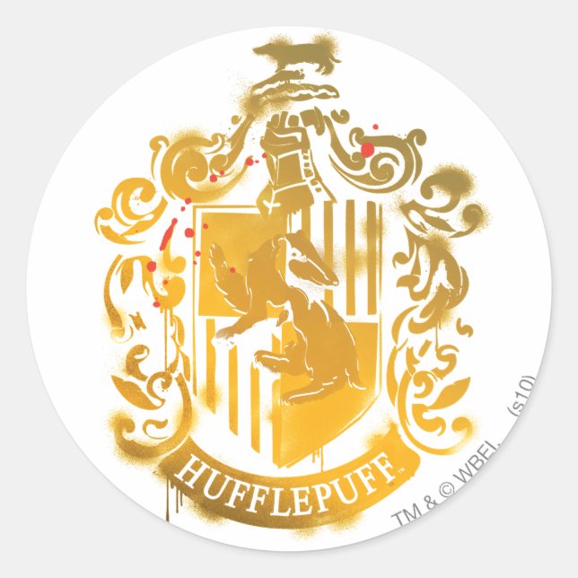 Hufflepuff Crest - Splattered Classic Round Sticker (Front)
