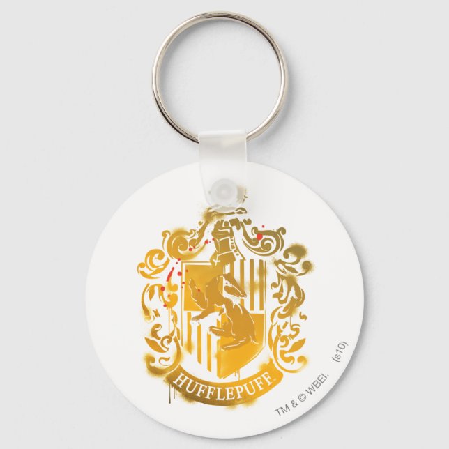 Hufflepuff Crest - Splattered Key Ring (Front)