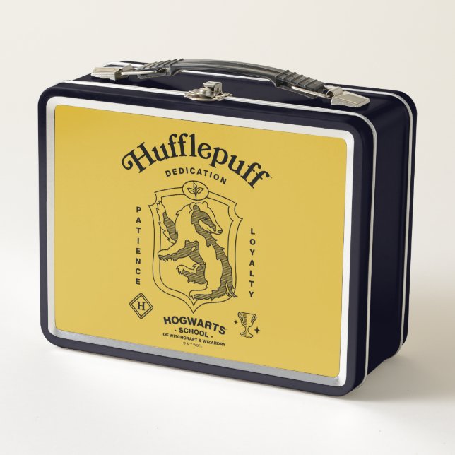 HUFFLEPUFF™ Dedication Patience Loyalty Crest Metal Lunch Box (Front)
