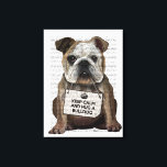 Hug a Bulldog Canvas Print<br><div class="desc">Hug a Bulldog by FabFunky. Features a cute bulldog wearing a "Keep Calm and Huge a Bulldog" sign. | 190009D</div>