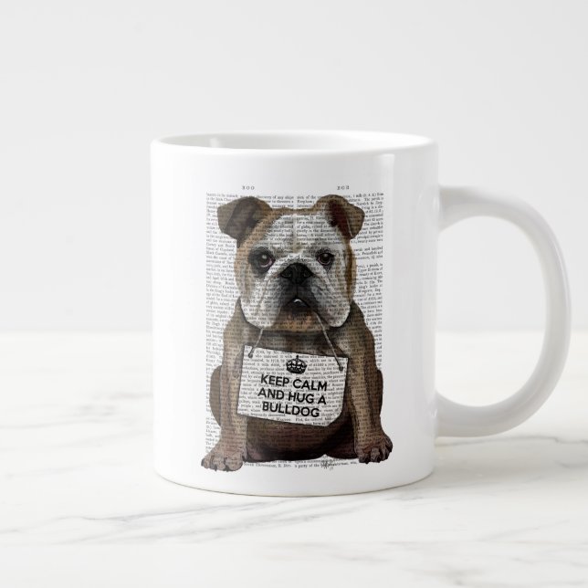 Hug a Bulldog Large Coffee Mug (Right)