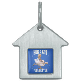 Hug a Cat, Feel Better Skeleton Hugging Cat Funny Pet ID Tag