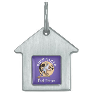Hug a Cat, Feel Better Skeleton Hugging Cat Funny Pet ID Tag
