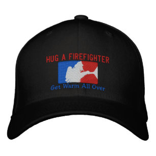 Hug A Firefighter Humourous Custom Embroidery Embroidered Hat