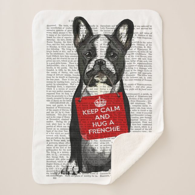 Hug a Frenchie Sherpa Blanket (Front)