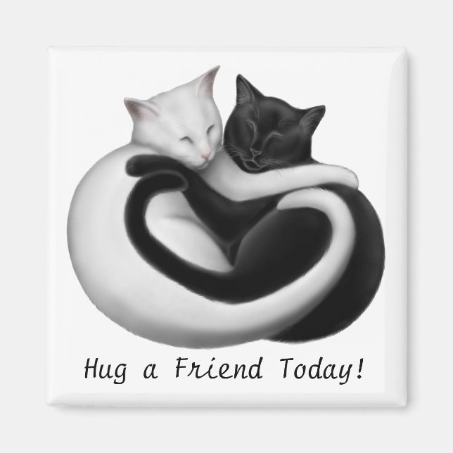 Hug a Friend Cats Magnet (Front)