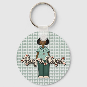 Hug a Friendly Smiling Nurse Key Ring