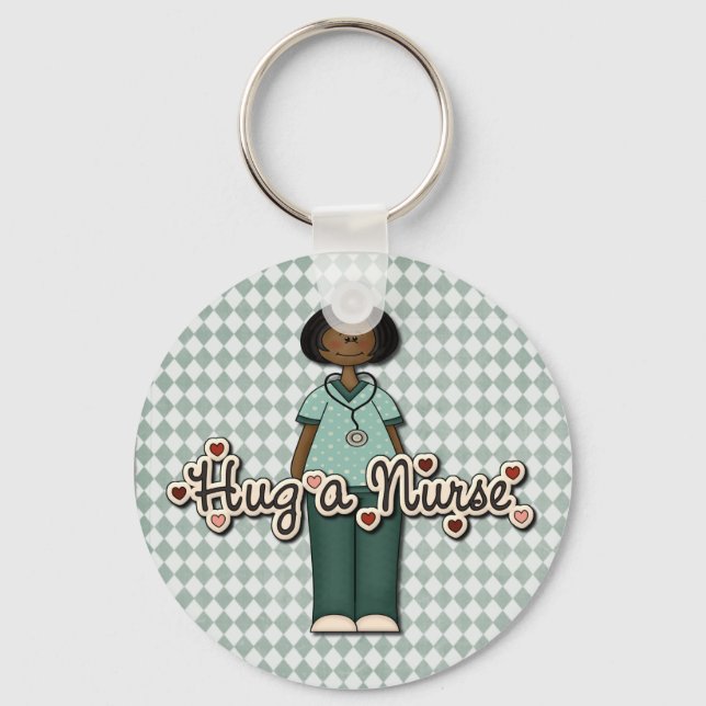 Hug a Friendly Smiling Nurse Key Ring (Front)