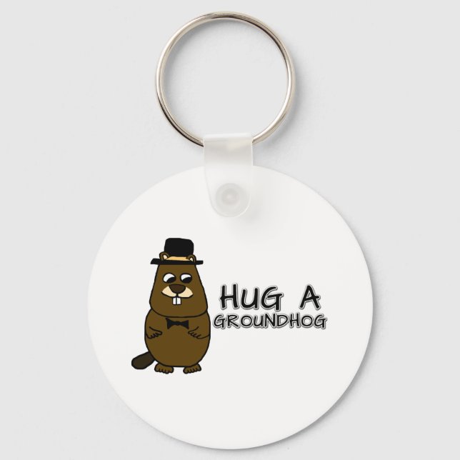 Hug a groundhog key ring (Front)
