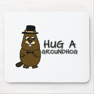 Hug a groundhog mouse mat