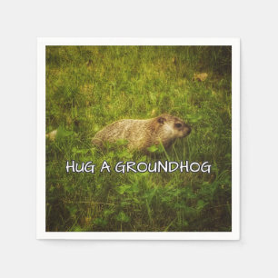 Hug a groundhog napkins