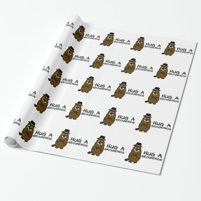 Hug a groundhog wrapping paper (Unrolled)