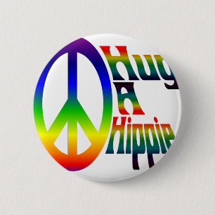hug a hippie 6 cm round badge