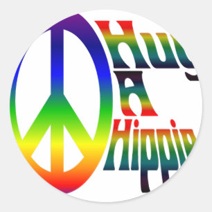 hug a hippie classic round sticker