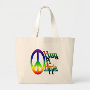 hug a hippie large tote bag