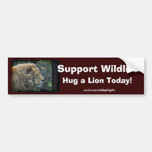 HUG A LION Wildlife-Supporter Fun Bumper Sticker