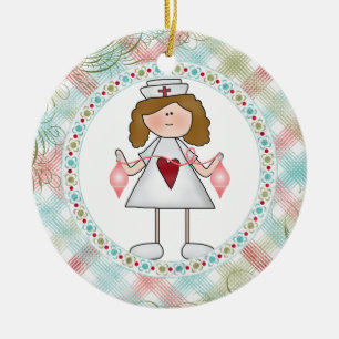Hug a Nurse Cute Nurse for the Holidays Ceramic Tree Decoration