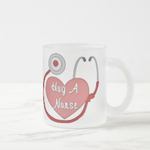 Hug A Nurse Frosted Glass Coffee Mug