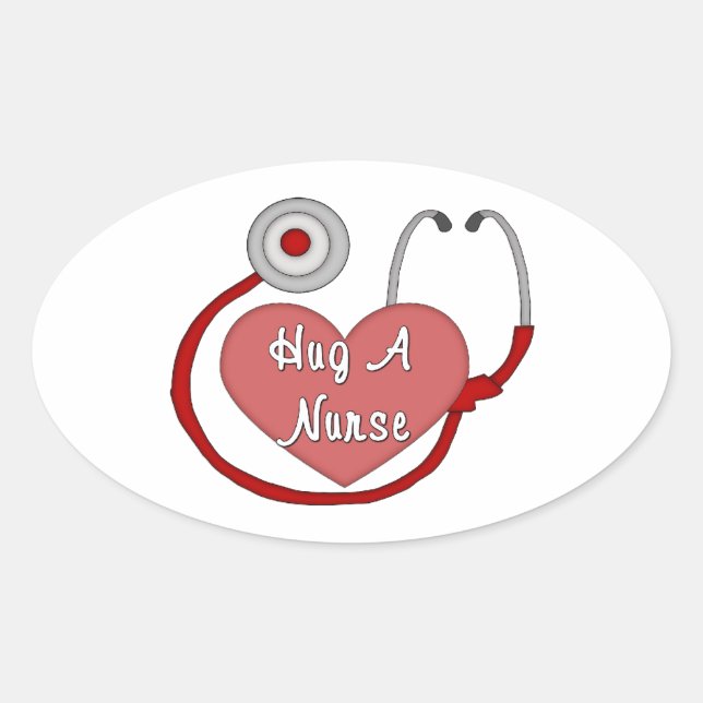 Hug A Nurse Oval Sticker (Front)