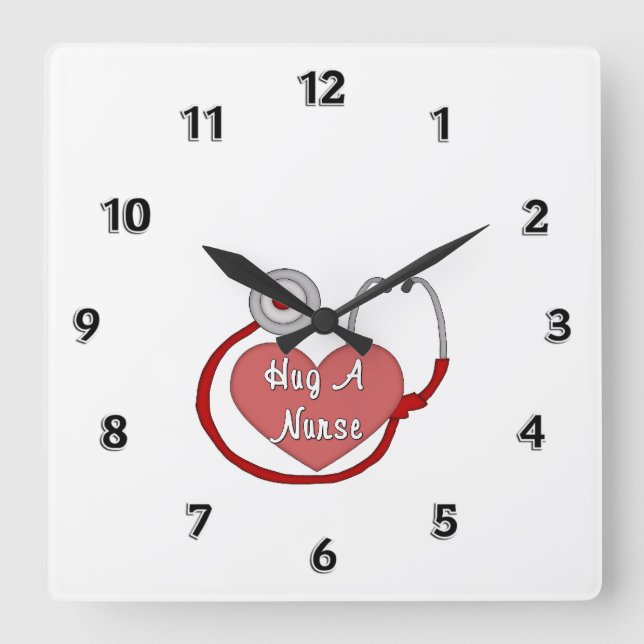 Hug A Nurse Square Wall Clock (Front)