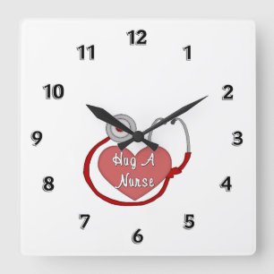 Hug A Nurse Square Wall Clock