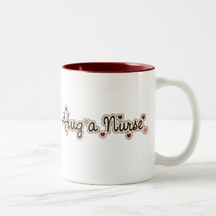 Hug a Nurse T-shirts and Gifts Two-Tone Coffee Mug