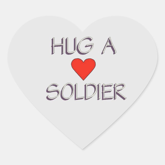 Hug a Soldier Heart Sticker (Front)