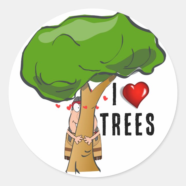 Hug a Tree Day Classic Round Sticker (Front)