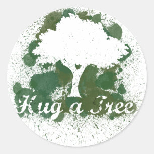 Hug a Tree Think Green Classic Round Sticker