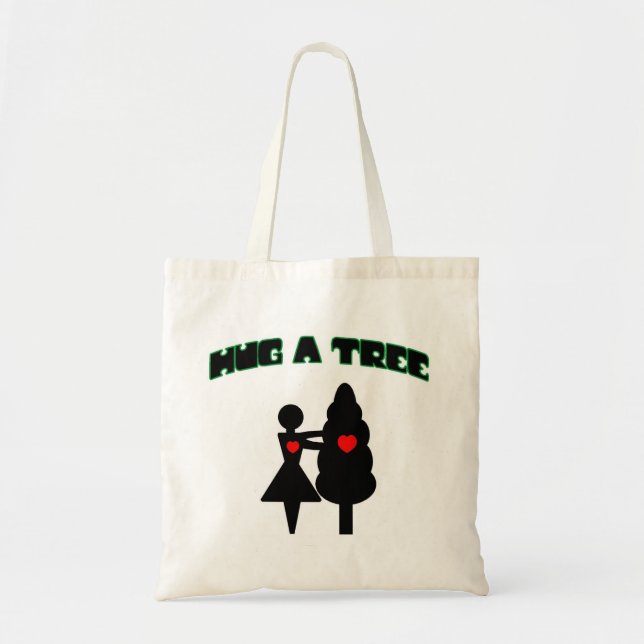 Hug a Tree w/Hearts Tote Bag (Front)