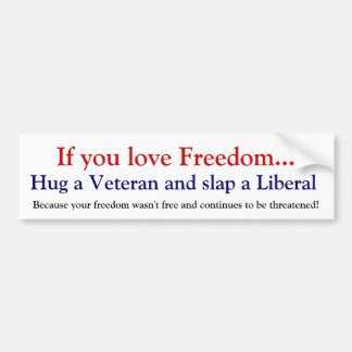 Hug a Vet slap a liberal Bumper Sticker