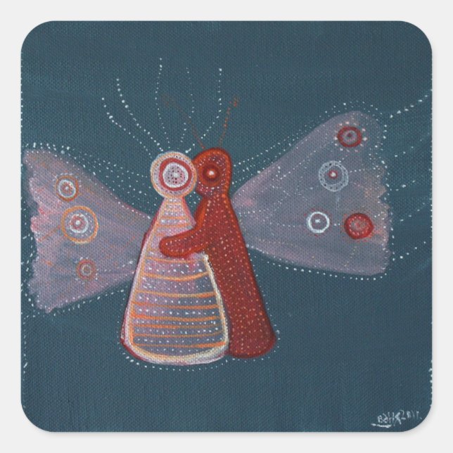 Hug Art Painting Square Stickers, Glossy Sticker (Front)