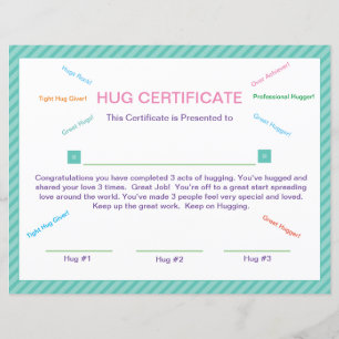 Hug Certificate Good Behaviour Manners Certificate