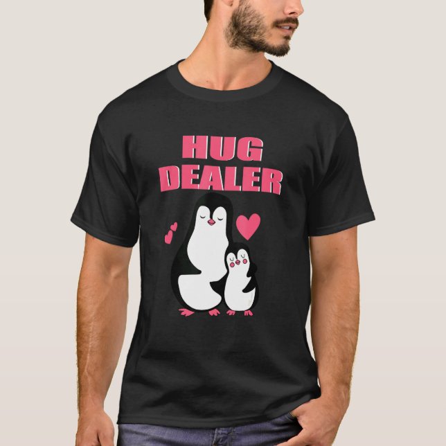 Hug Dealer Cute Pinguin Music Festival Free Hugs H T-Shirt (Front)
