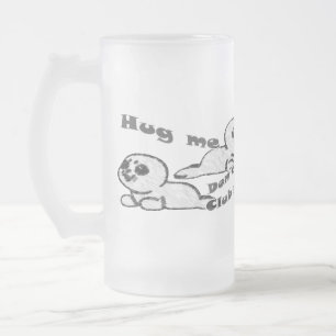 Hug, Don't Club Frosted Glass Beer Mug