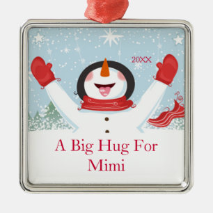 Hug for Mimi Christmas Snowman Ornament