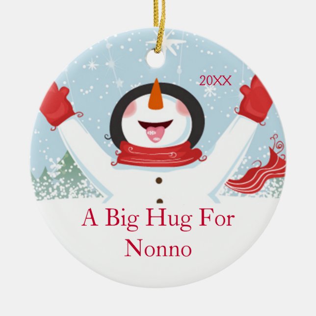 Hug for Nonno Christmas Snowman Ornament (Front)