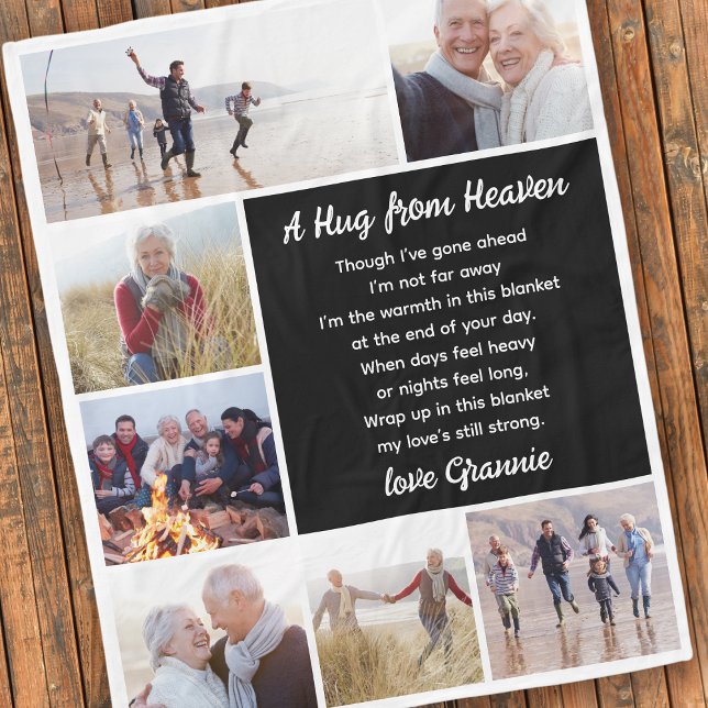 Hug From Heaven Photo Collage Sympathy Fleece Blanket (Creator Uploaded)