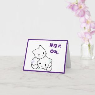 Hug It Out Cartoon Kittens, Cute Cat Friendship Card