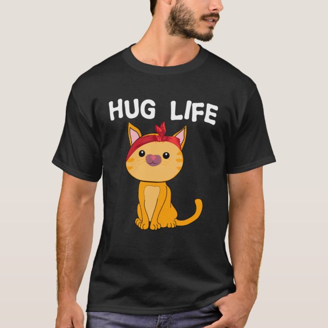 Hug Life Cute Kitten Cat Music Festival Free Hugs T-Shirt (Front)