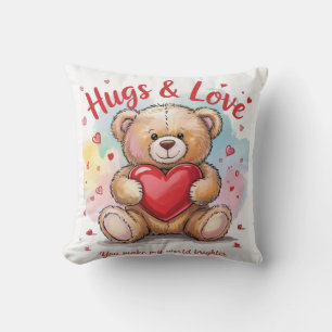 Hug & Love you make my world brighter Cushion
