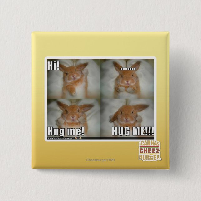 Hug me 15 cm square badge (Front)