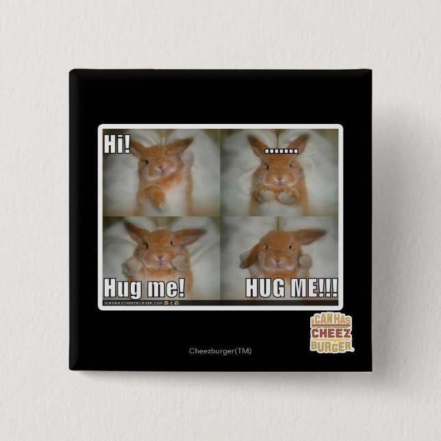 Hug me 15 cm square badge (Front)
