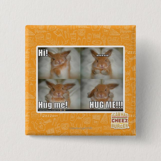 Hug me 15 cm square badge (Front)
